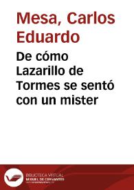 De cómo Lazarillo de Tormes se sentó con un mister