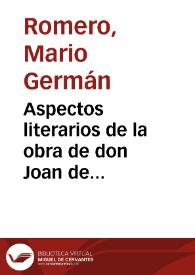 Aspectos literarios de la  obra de don Joan de Castellanos