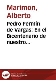 Pedro Fermín  de Vargas: En el Bicentenario de nuestro primer economista