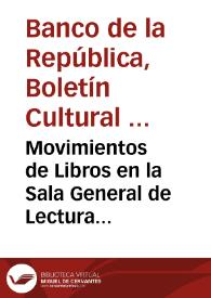 Movimientos de Libros  en la Sala General de Lectura durante el mes de marzo de 1959