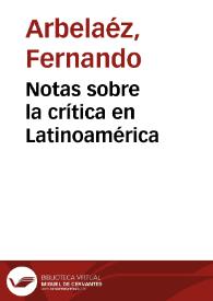 Notas sobre la crítica en Latinoamérica