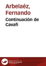 Continuación de Cavafi