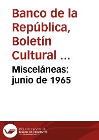 Misceláneas: junio de 1965