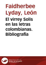 El virrey Solis en las letras colombianas. Bibliografía