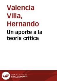 Un aporte a la teoría crítica