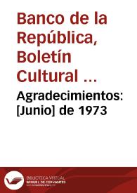 Agradecimientos: [Junio] de 1973