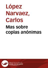 Mas sobre coplas anónimas