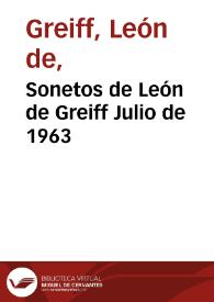 Sonetos de León de Greiff  Julio de 1963