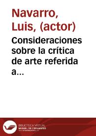 Consideraciones sobre la crítica de arte referida a una publicación periódica