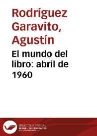 El mundo del libro: abril de 1960