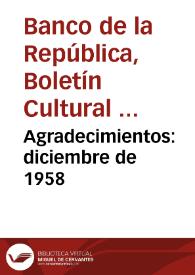 Agradecimientos: diciembre de 1958