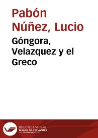 Góngora, Velazquez y el Greco