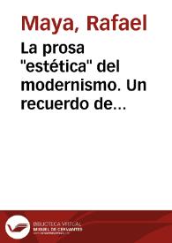La prosa 'estética' del modernismo. Un recuerdo de Ventura García Calderón