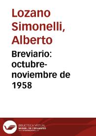 Breviario: octubre-noviembre de 1958