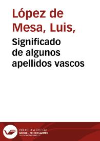 Significado de algunos apellidos vascos