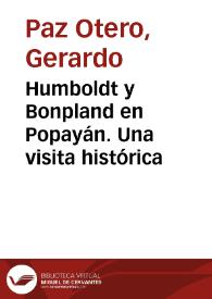 Humboldt y Bonpland en Popayán. Una visita histórica