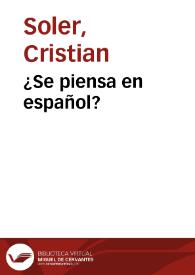 ¿Se piensa en español?