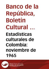 Estadísticas culturales de Colombia: noviembre de 1965