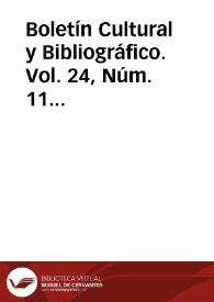 Boletín Cultural y Bibliográfico. Vol. 24, Núm. 11 (1987)