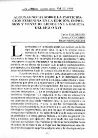 Algunas notas sobre la participación femenina en la edición, impresión y venta de libros en la Galicia del siglo XVI 