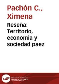 Reseña: Territorio, economia y sociedad paez