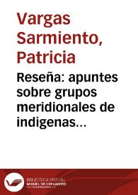 Reseña: apuntes sobre grupos meridionales de indigenas Choco en Colombia