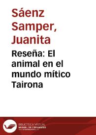 Reseña: El animal en el mundo mítico Tairona
