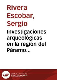 Investigaciones arqueológicas en la región del Páramo de Guerrero, Municipio de Tausa