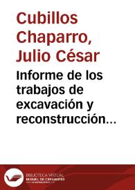 Informe de los trabajos de excavación y reconstrucción de las tumbas No. 9 del montículo 4 del Alto de las Piedras y No. 3 de la Meseta B del Alto...