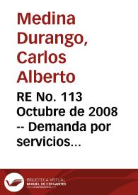 RE No. 113 Octubre de 2008 -- Demanda por servicios públicos domiciliarios en Colombia y subsidios: implicaciones sobre el bienestar