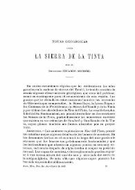 Notas geológicas sobre la Sierra de la Tinta 