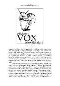 Ediciones VOX (Bahía Blanca, Argentina, 1997- ) [Semblanza]