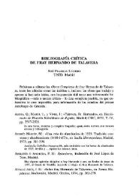 Bibliografía crítica de fray Hernando de Talavera