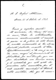 Carta de Alberto Sardón, Antonio Rico Reus y Miguel Díaz Valdés, estudiantes de la Universidad de Oviedo a Rafael Altamira. Oviedo, 16 de octubre...