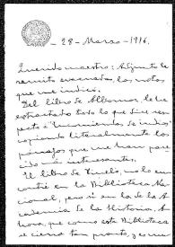 Carta de José María Ots a Rafael Altamira. Madrid, 28 de marzo de 1916