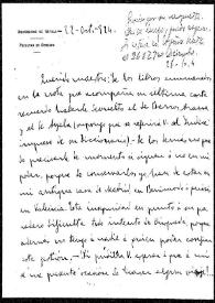 Carta de José María Ots a Rafael Altamira. Sevilla, 22 de octubre de 1924
