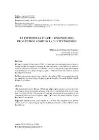 La experiencia teatral universitaria de nuestros cómicos en sus testimonios