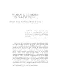 Palabras sobre Rosalía: un diálogo textual