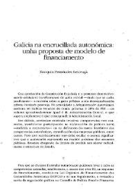 Galicia na encrucillada autonómica: unha proposta de modelo de financiamento