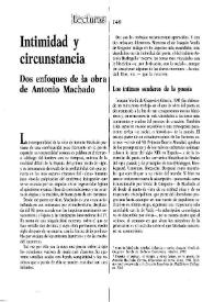 Intimidad y circunstancia. Dos enfoques de la obra de Antonio Machado
