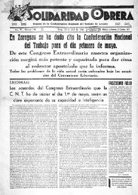 Solidaridad Obrera : Órgano y Portavoz de la Confederación Regional del Trabajo de Levante. Núm. 116, 30 de abril de 1936