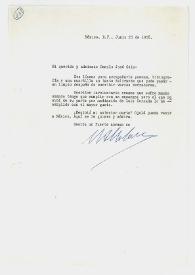 Carta de Manuel Altolaguirre a Camilo José Cela. México, 25 de junio de 1958