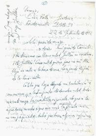 Carta de Jorge Guillén a Camilo José Cela. Venecia, 22 de septiembre de 1952