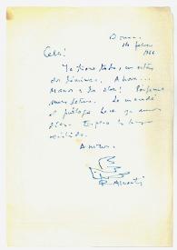 Carta de Rafael Alberti a Camilo José Cela. Roma, 14 de febrero de 1966
