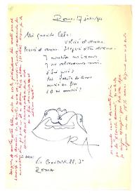 Carta de Rafael Alberti a Camilo José Cela. Roma, 17 de julio de 1966
