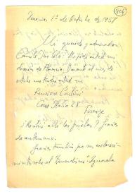 Carta de Jorge Guillén a Camilo José Cela. Venecia, 1 de octubre de 1958
