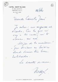 Carta de Max Aub a Camilo José Cela. París, 26 de abril de 1961