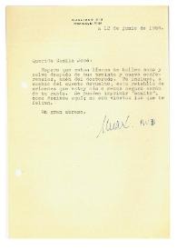 Carta de Max Aub a Camilo José Cela. México, 12 de junio de 1964