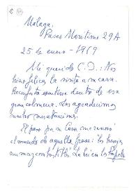 Carta de Jorge Guillén a Camilo José Cela. Málaga, 25 de enero de 1969
