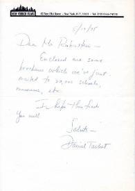 Carta de Daniel Talbot a Arthur Rubinstein, 13-05-1975